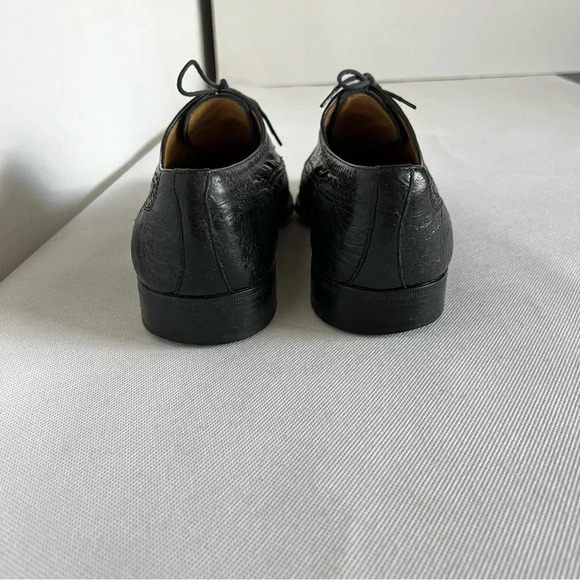 Moreschi Size 9 Black Peccary Calf Leather Brogues Oxford Shoes Made in Italy - Picture 6 of 12